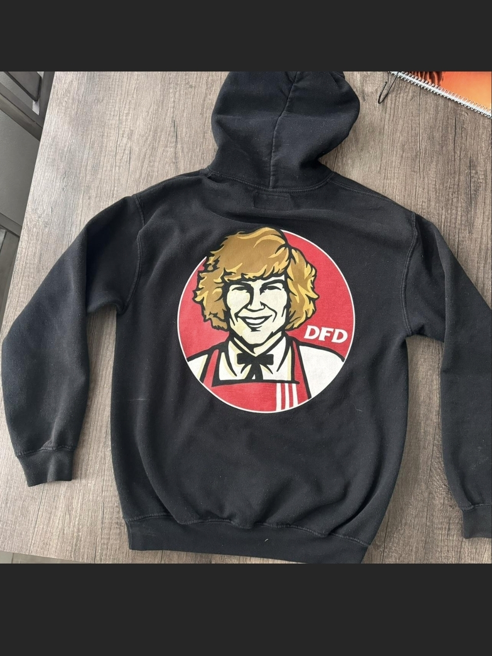 Black Kids Pullover Hoodie with Red & Gold Graphic